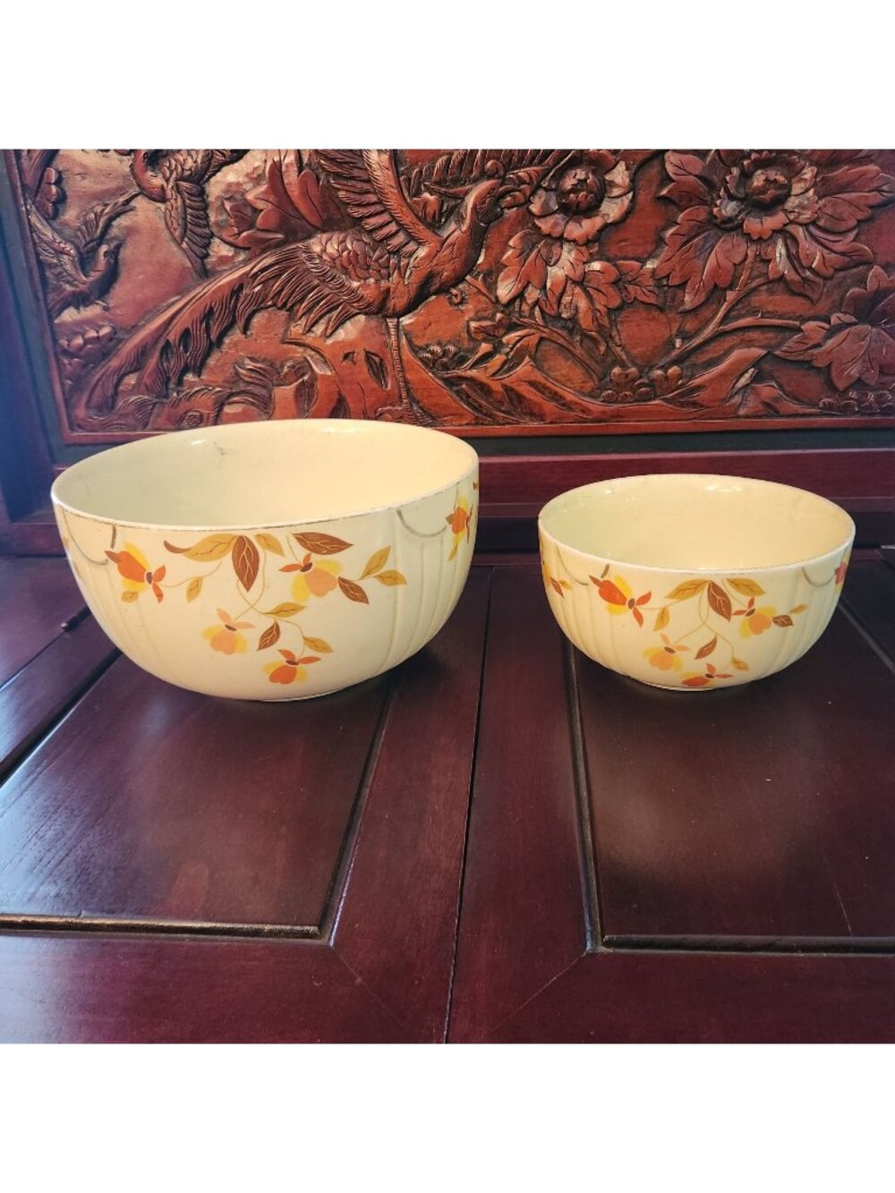 Vintage Halls Superior Mixing Bowls Set Autum Pattern